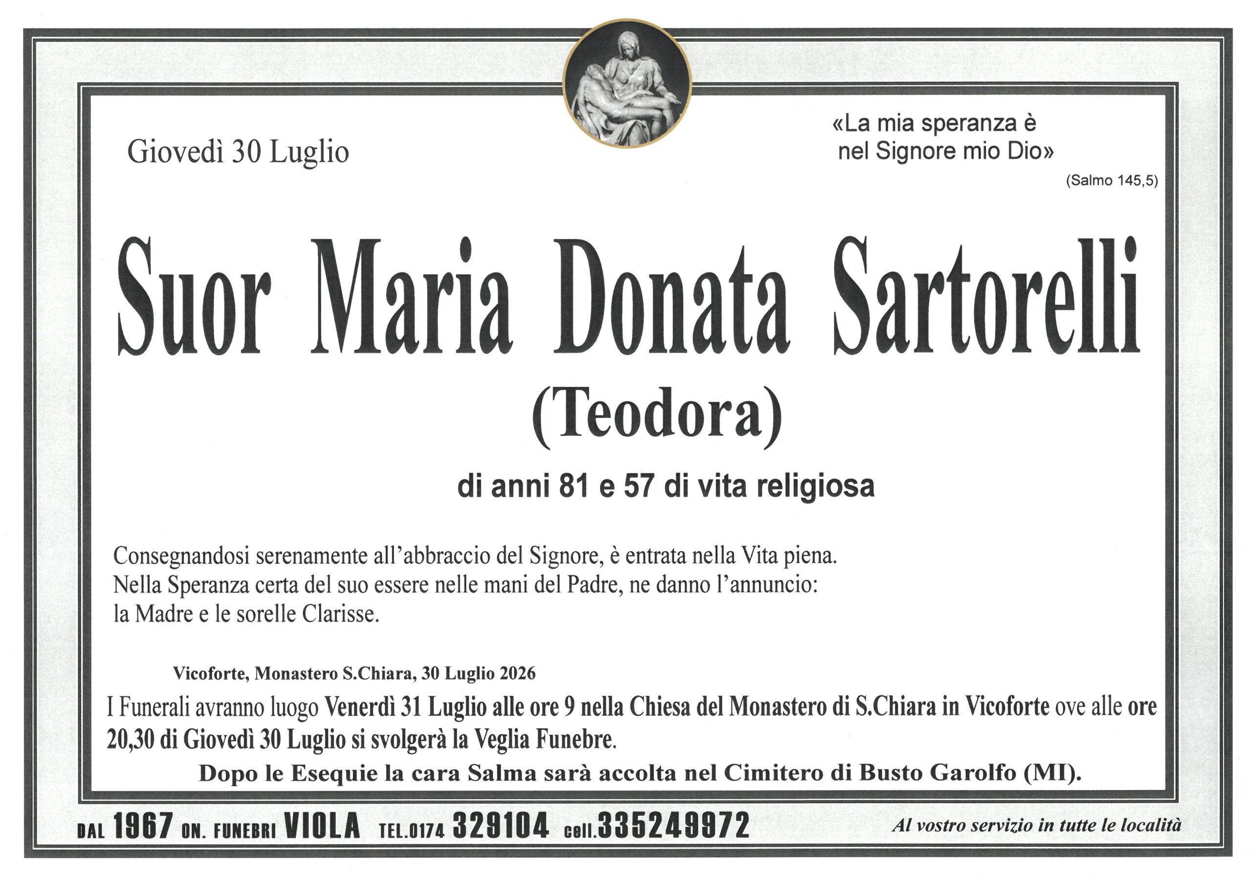 SUOR MARIA DONATA SARTORELLI